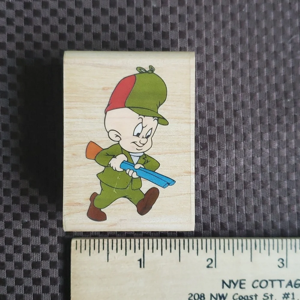 ☆Rare☆ Elmer Fudd Rubber Stamp•Goin' To Catch A Wabbit•Warner Bros•Looney Tunes - Picture 3 of 8